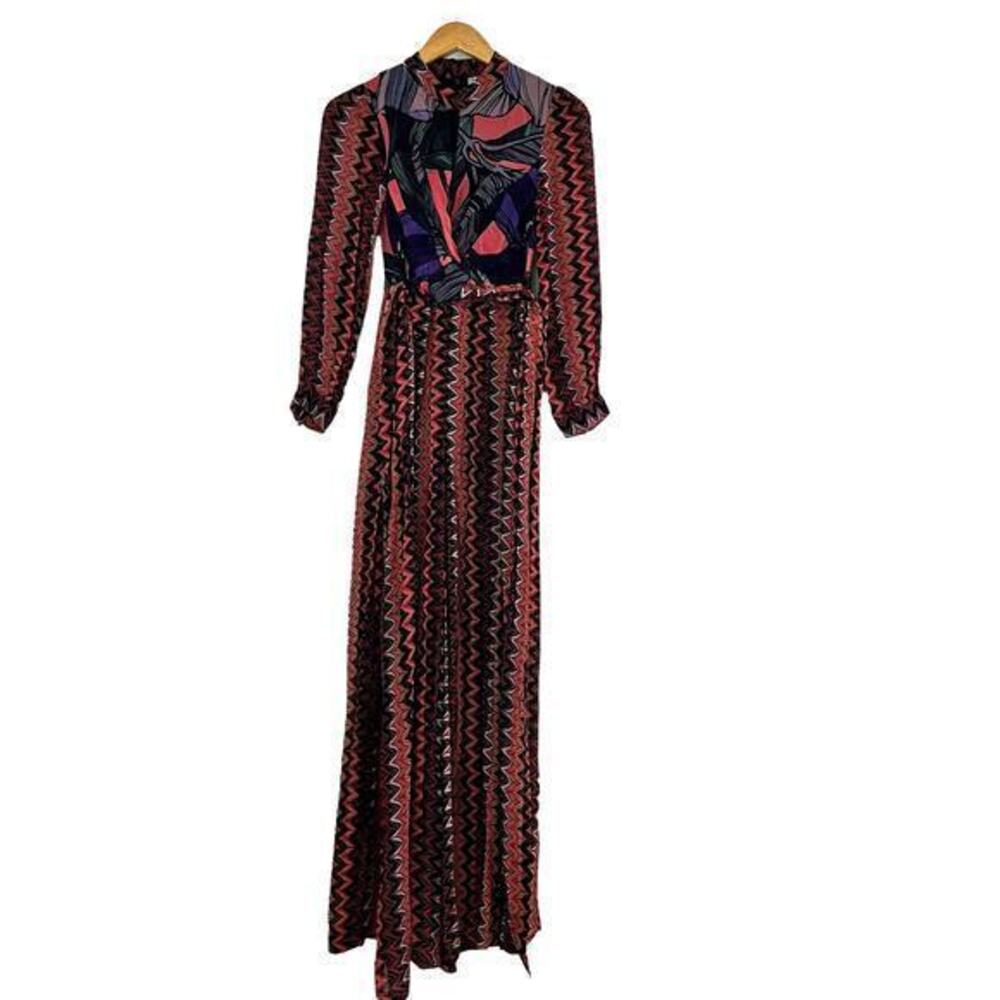 bl^nk‎ London Jumpsuit Womens XS Jeannie Chevron Stripe Wide Leg Autumnal Fairy